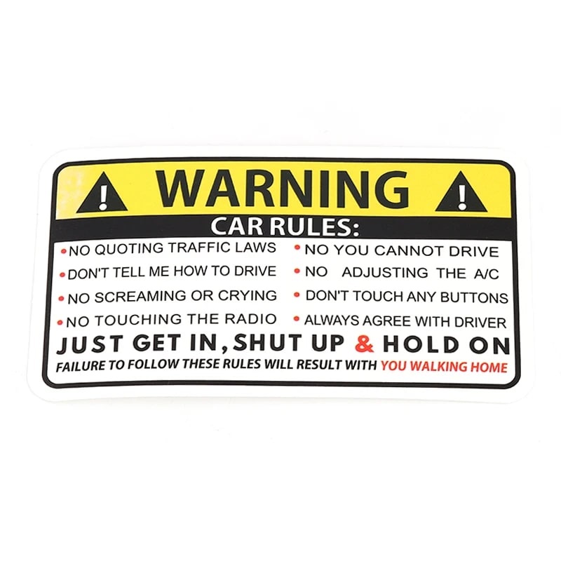 PVC Car Warning Decal Sticker Self-Adhesive Waterproof 16.8cm